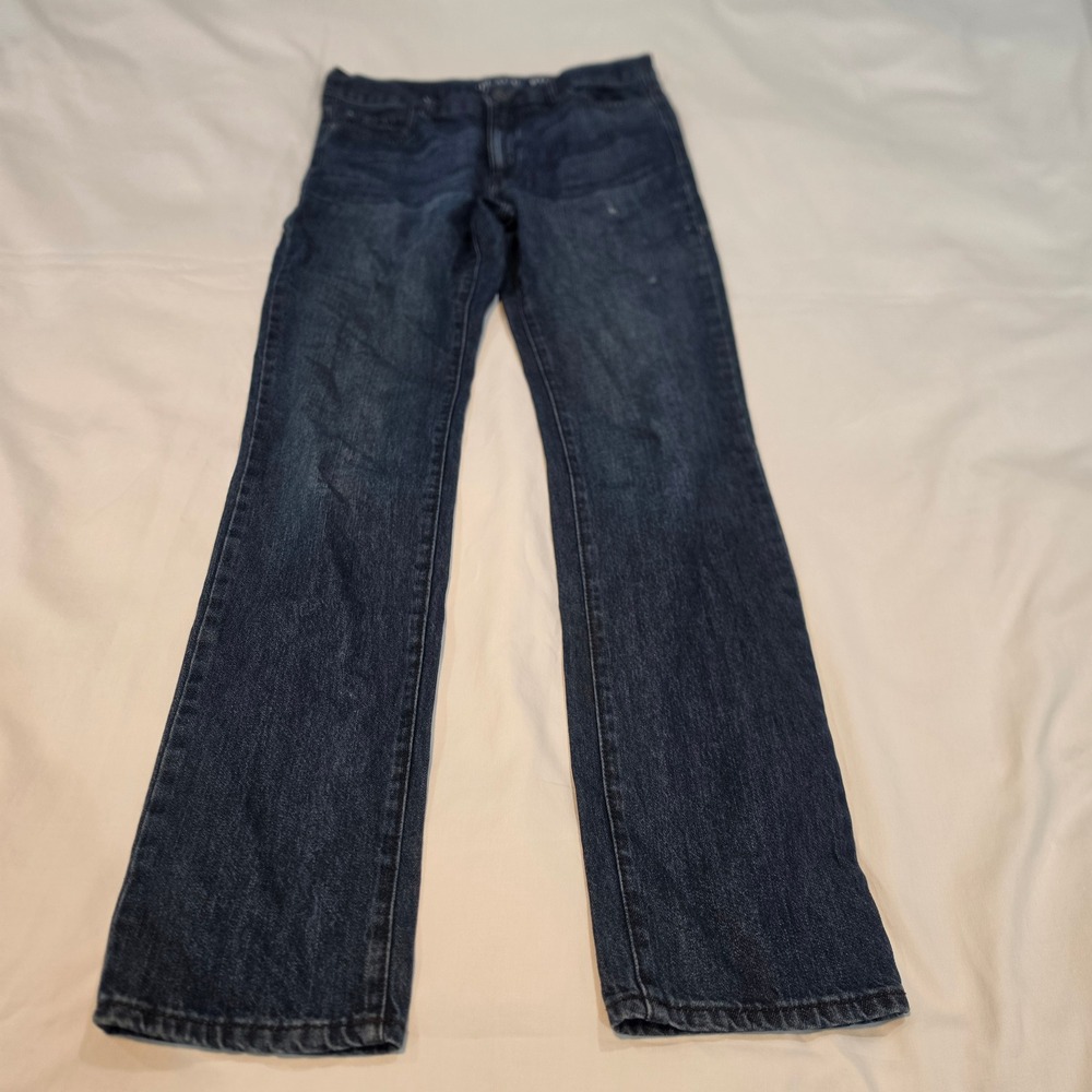 Oplace Straight Leg Jeans Mens Blue Dark Wash Good Paint 18S